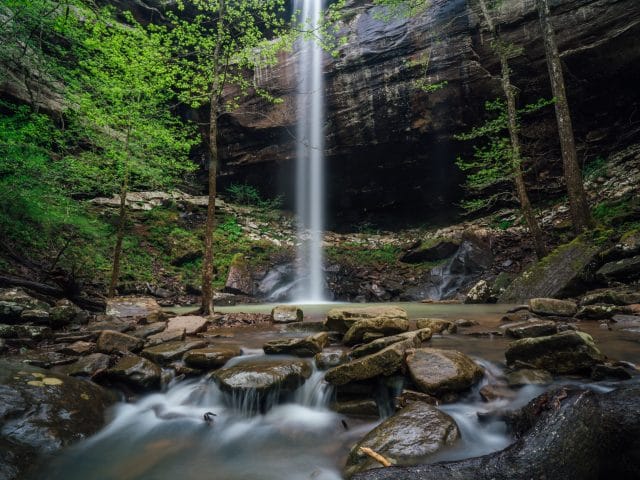 A view of Sweden Creek Falls from the Creek.